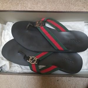 Mens Size Gucci Thong Sandal With Nylon 